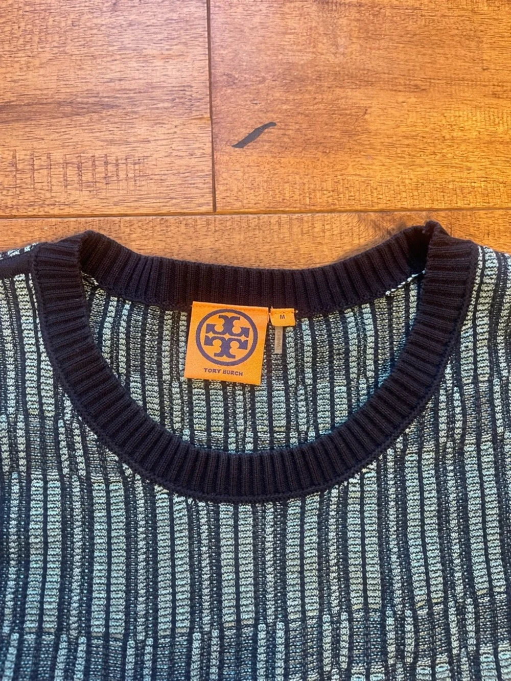 Tory Burch Arielle Crewneck Sweater Womens Medium Knit Pullover Preppy Cotton
